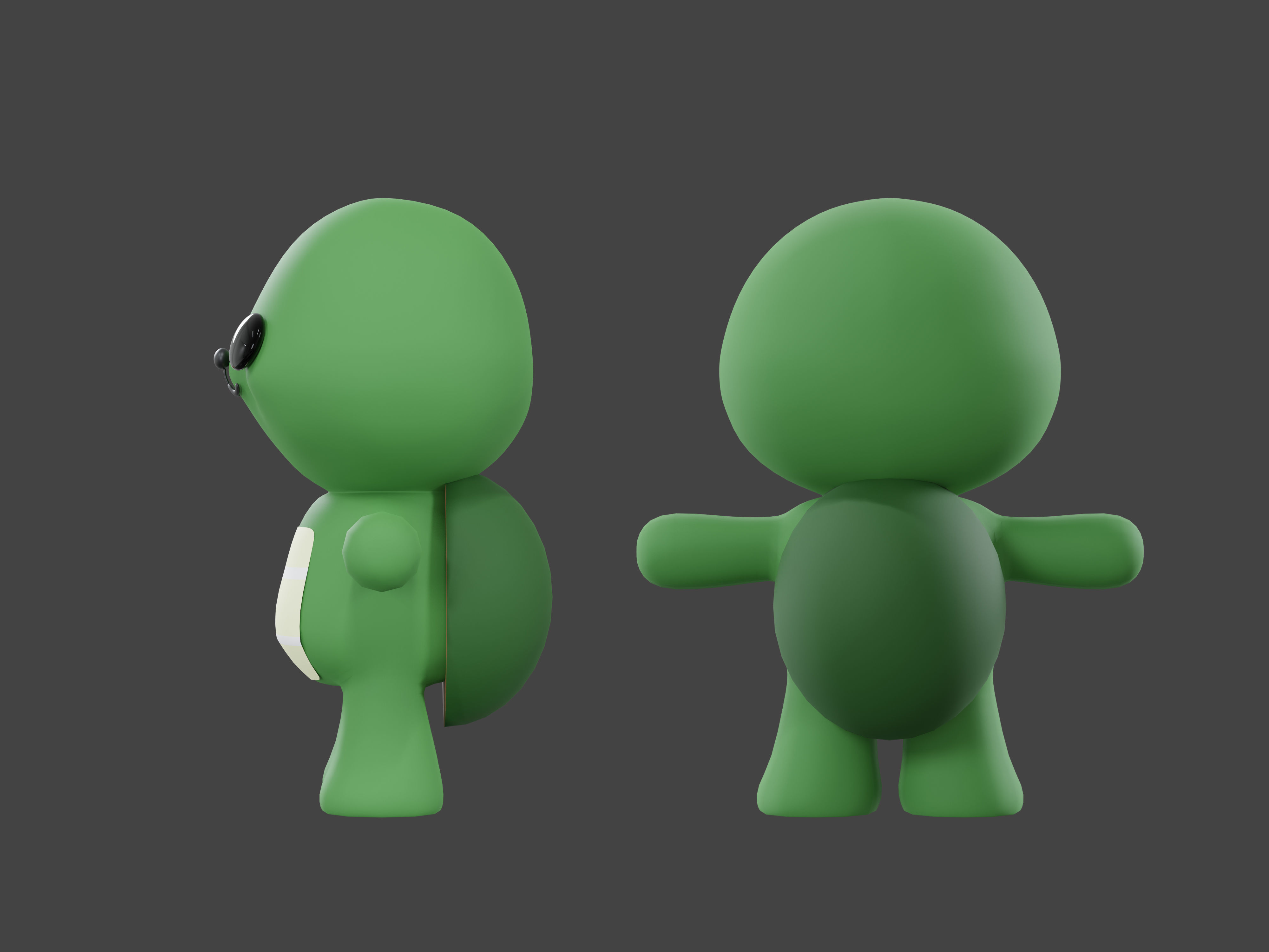 Character Turtle kawaii cute 3D model_5