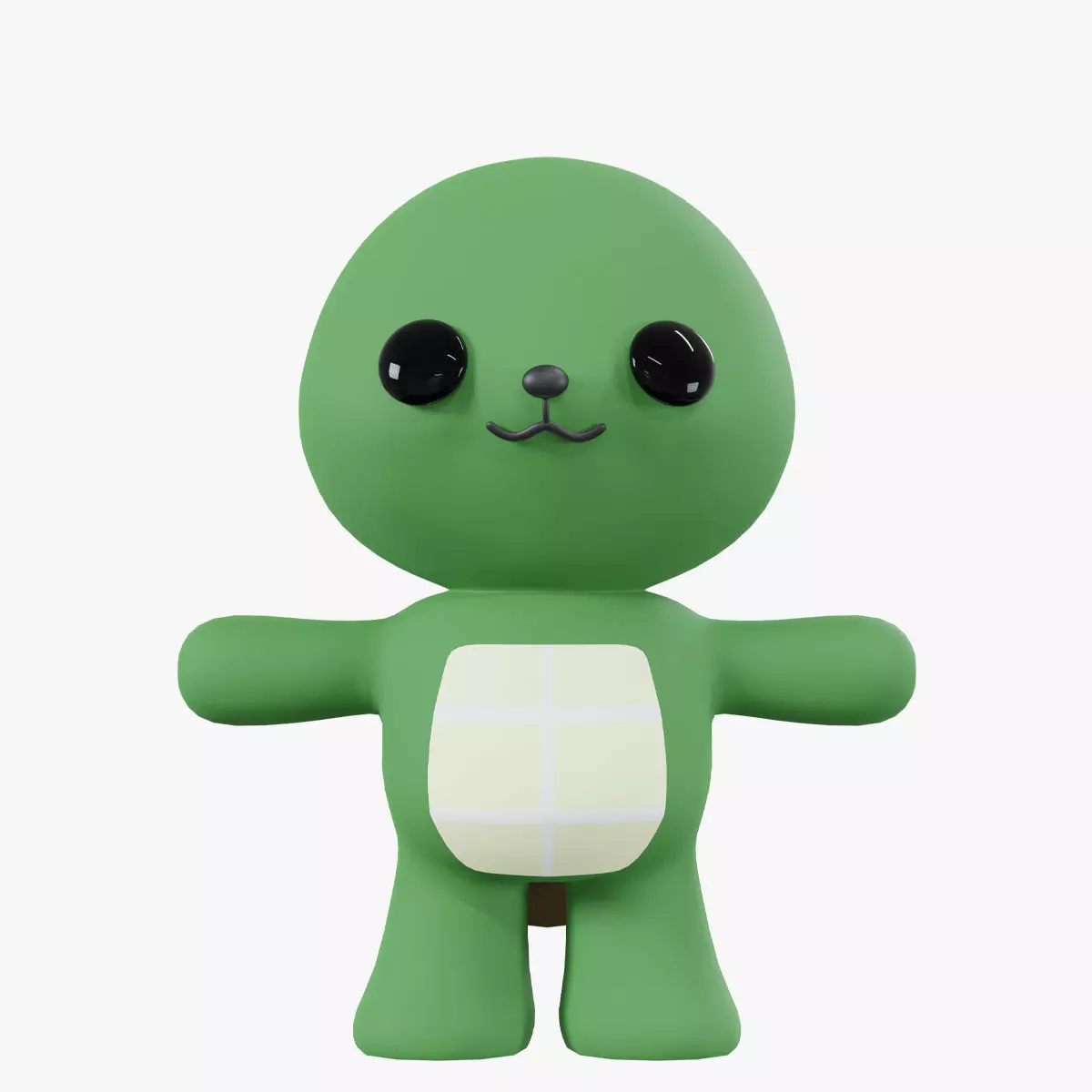 Character Turtle kawaii cute 3D model_0