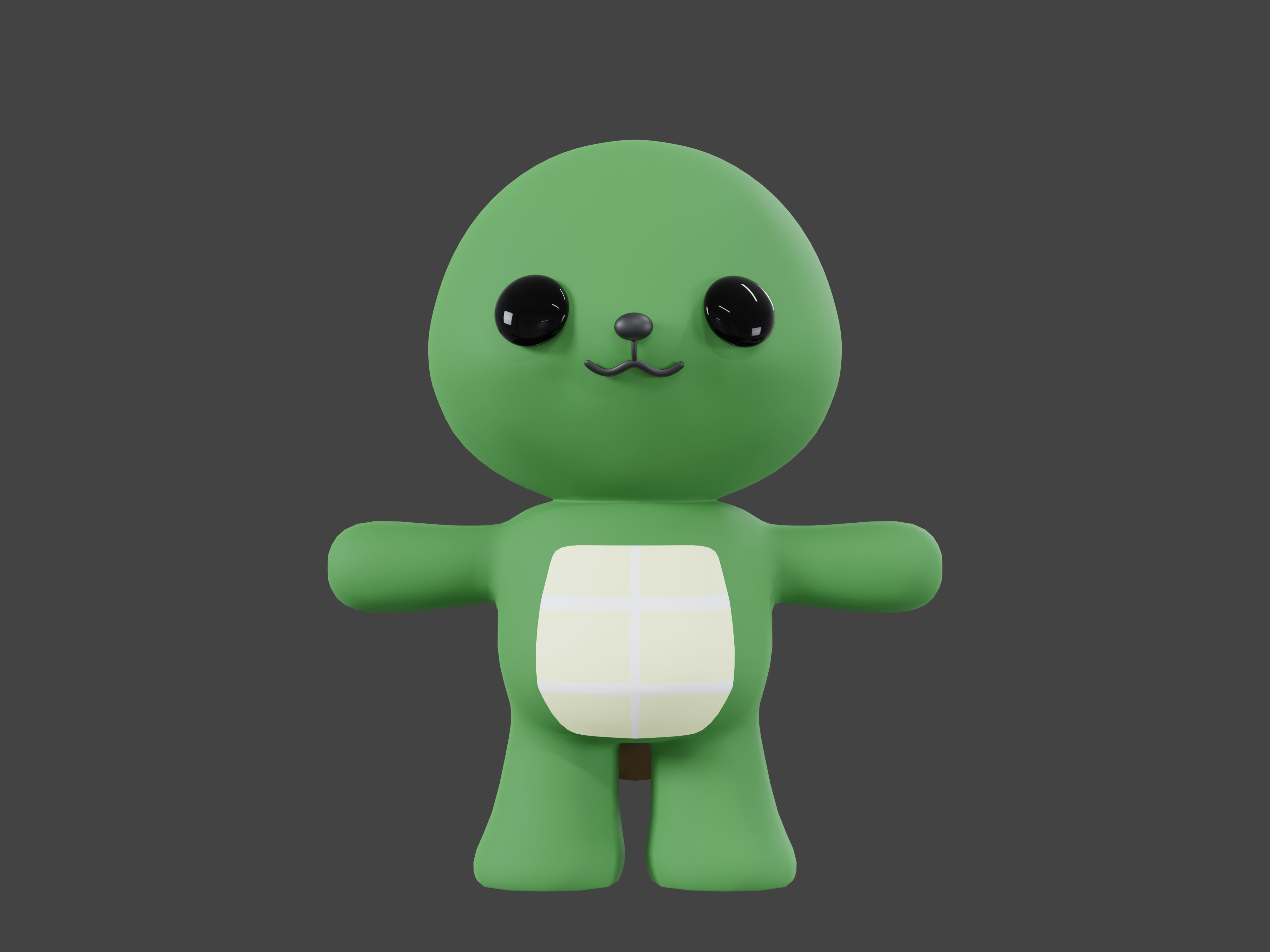 Character Turtle kawaii cute 3D model_1