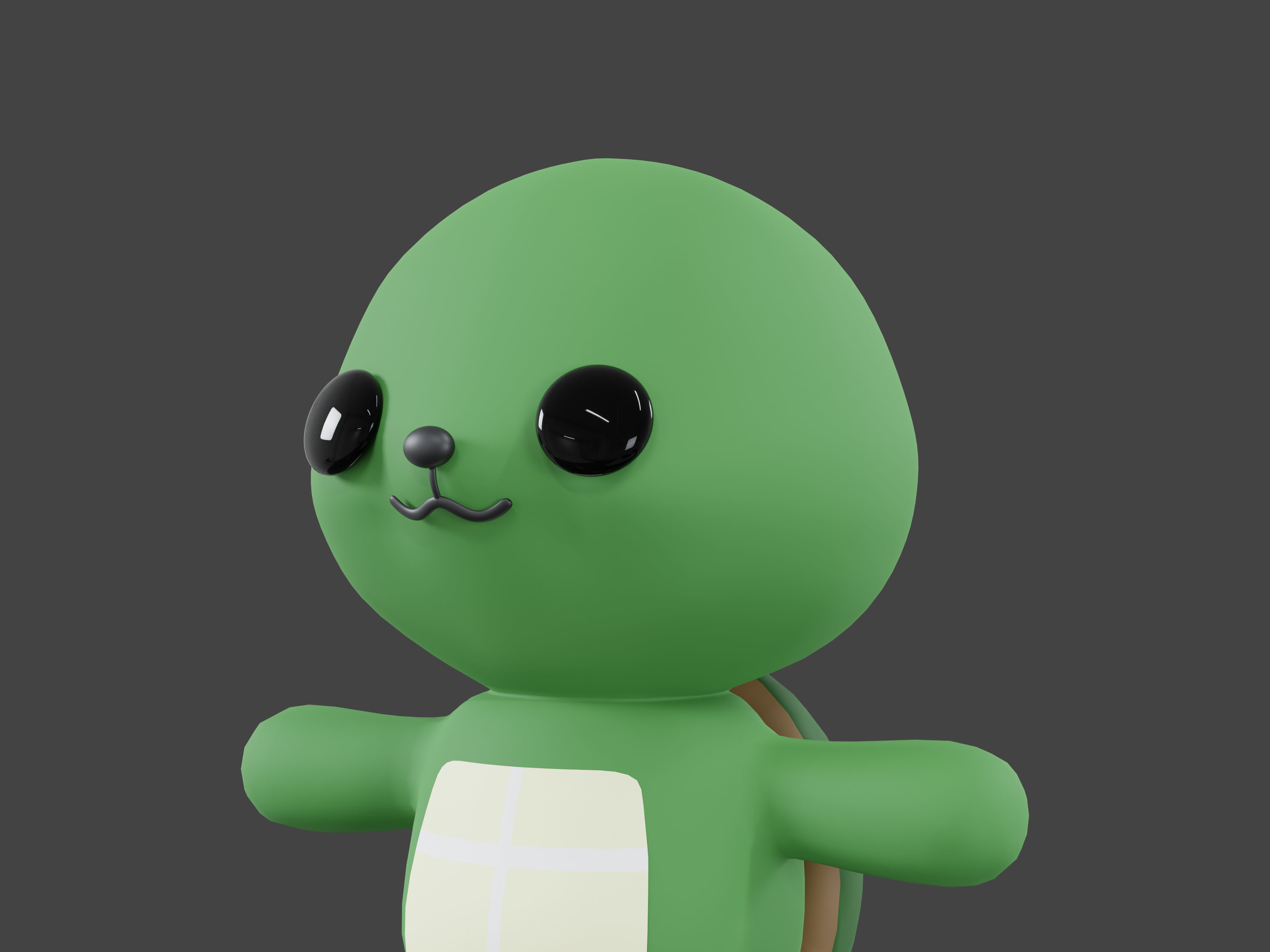 Character Turtle kawaii cute 3D model_3