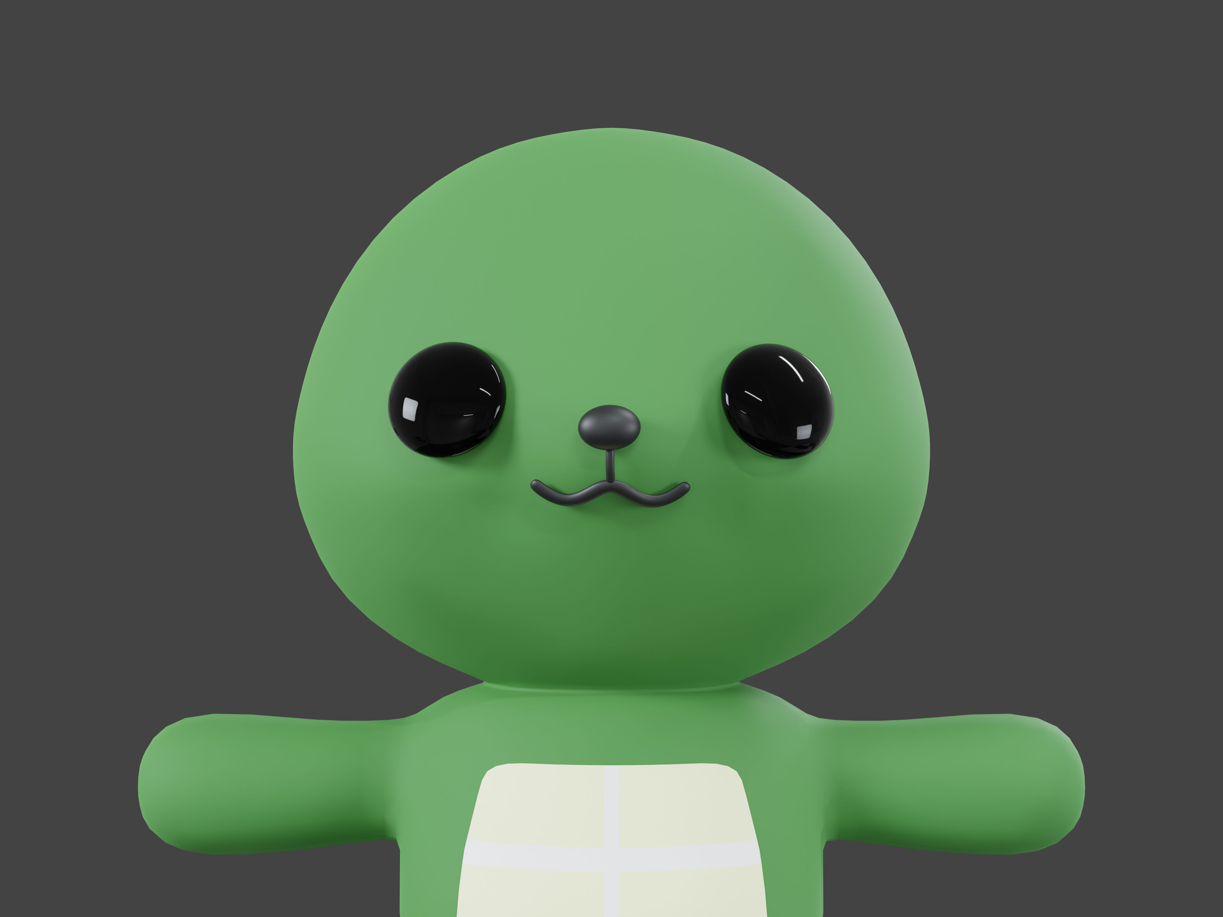Character Turtle kawaii cute 3D model_2