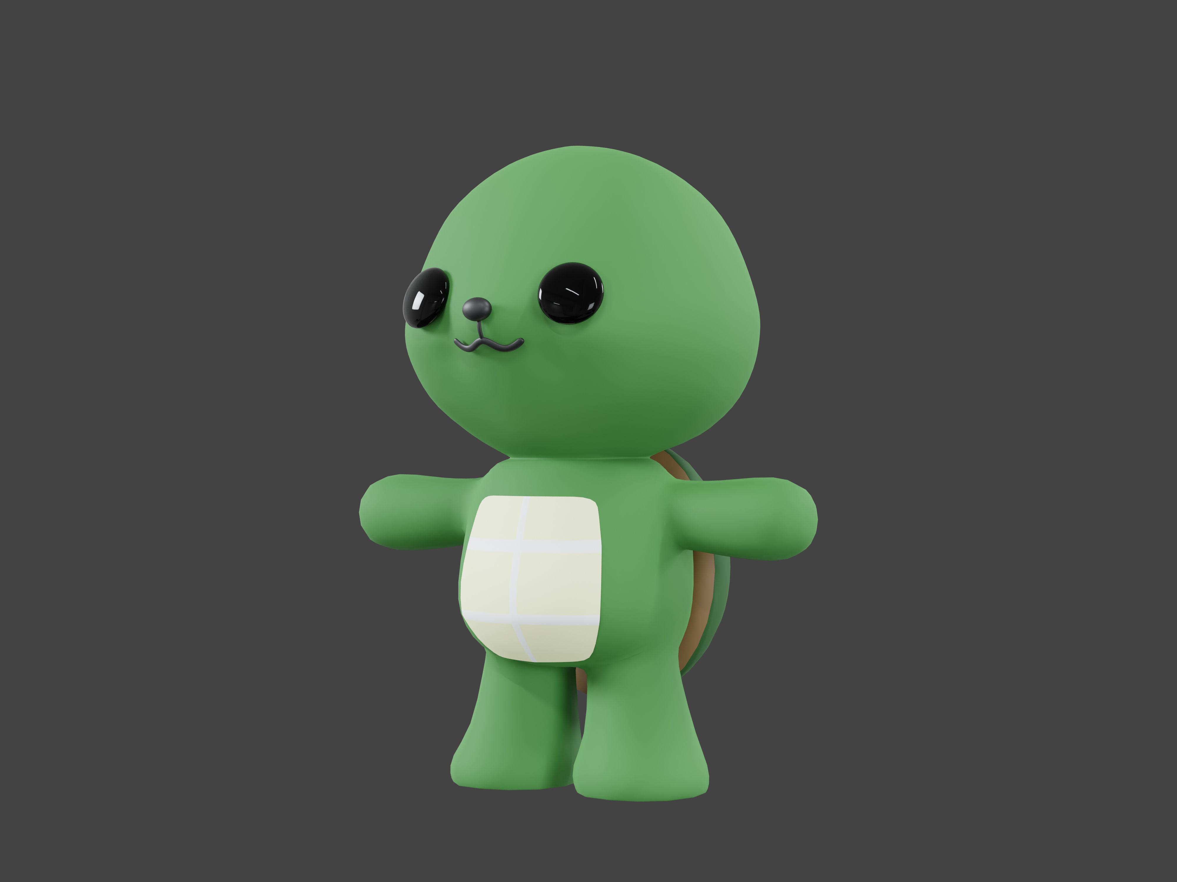 Character Turtle kawaii cute 3D model_4