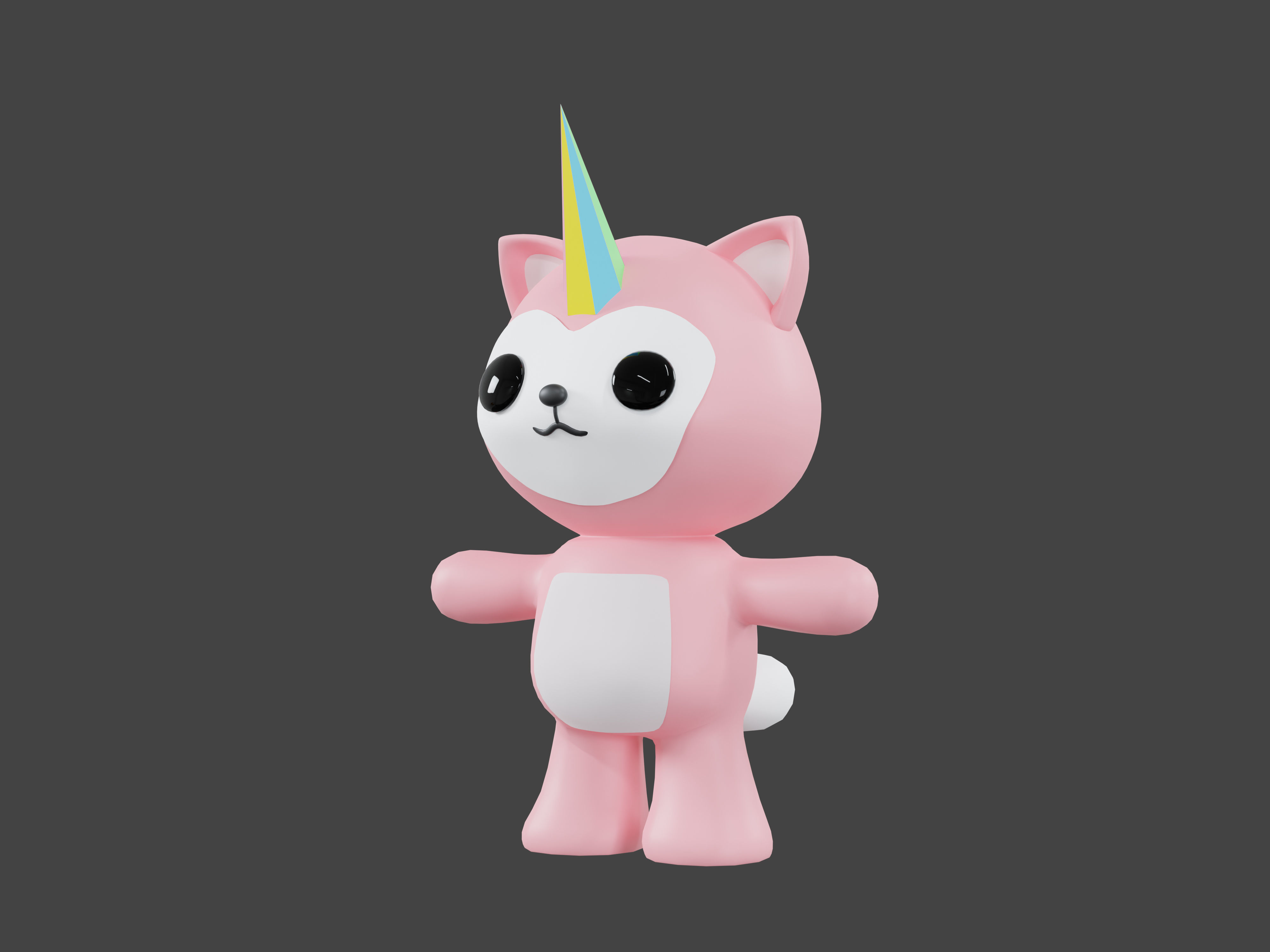 Character Unicorn kawaii cute 3D model_4