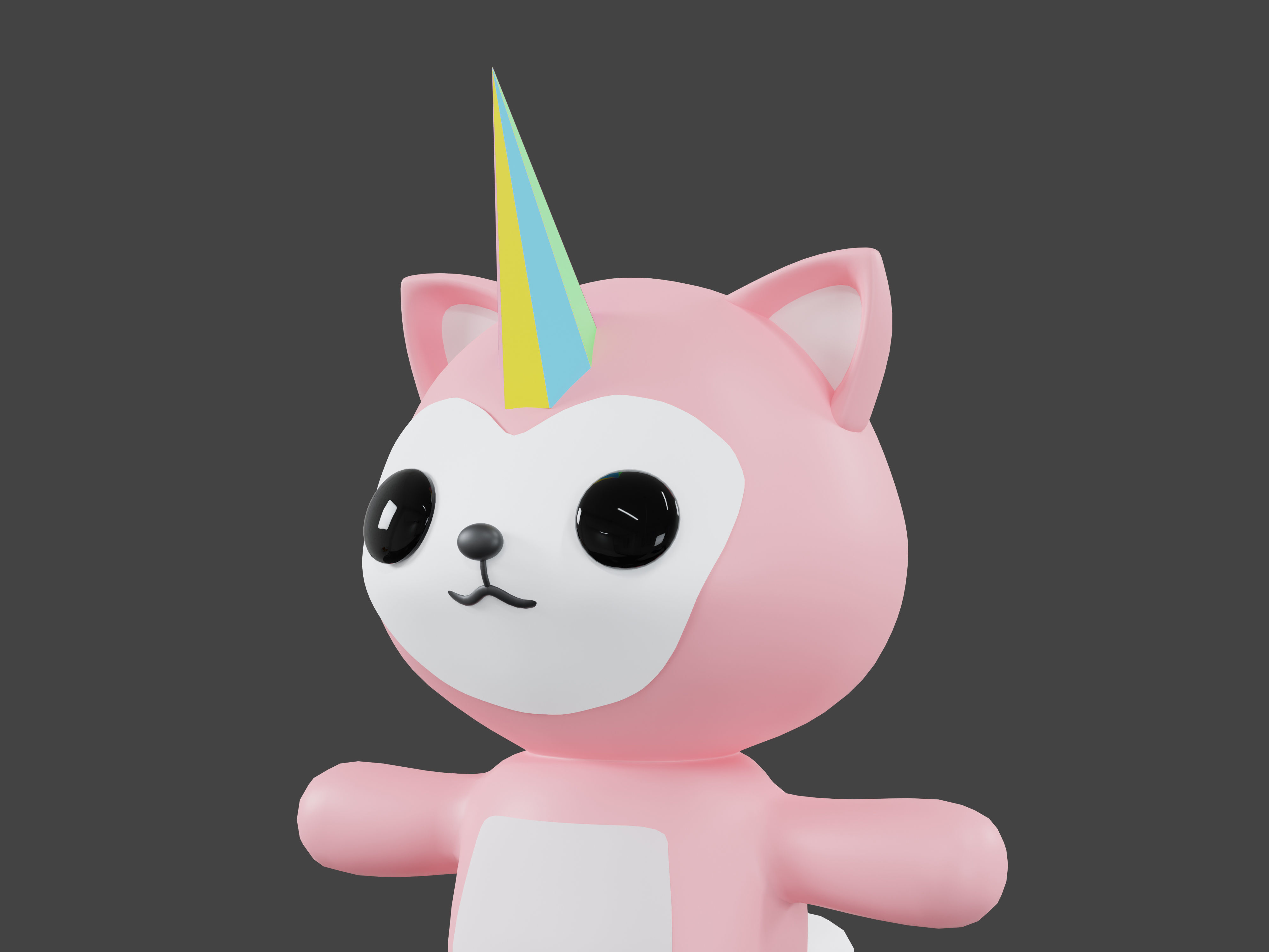 Character Unicorn kawaii cute 3D model_3