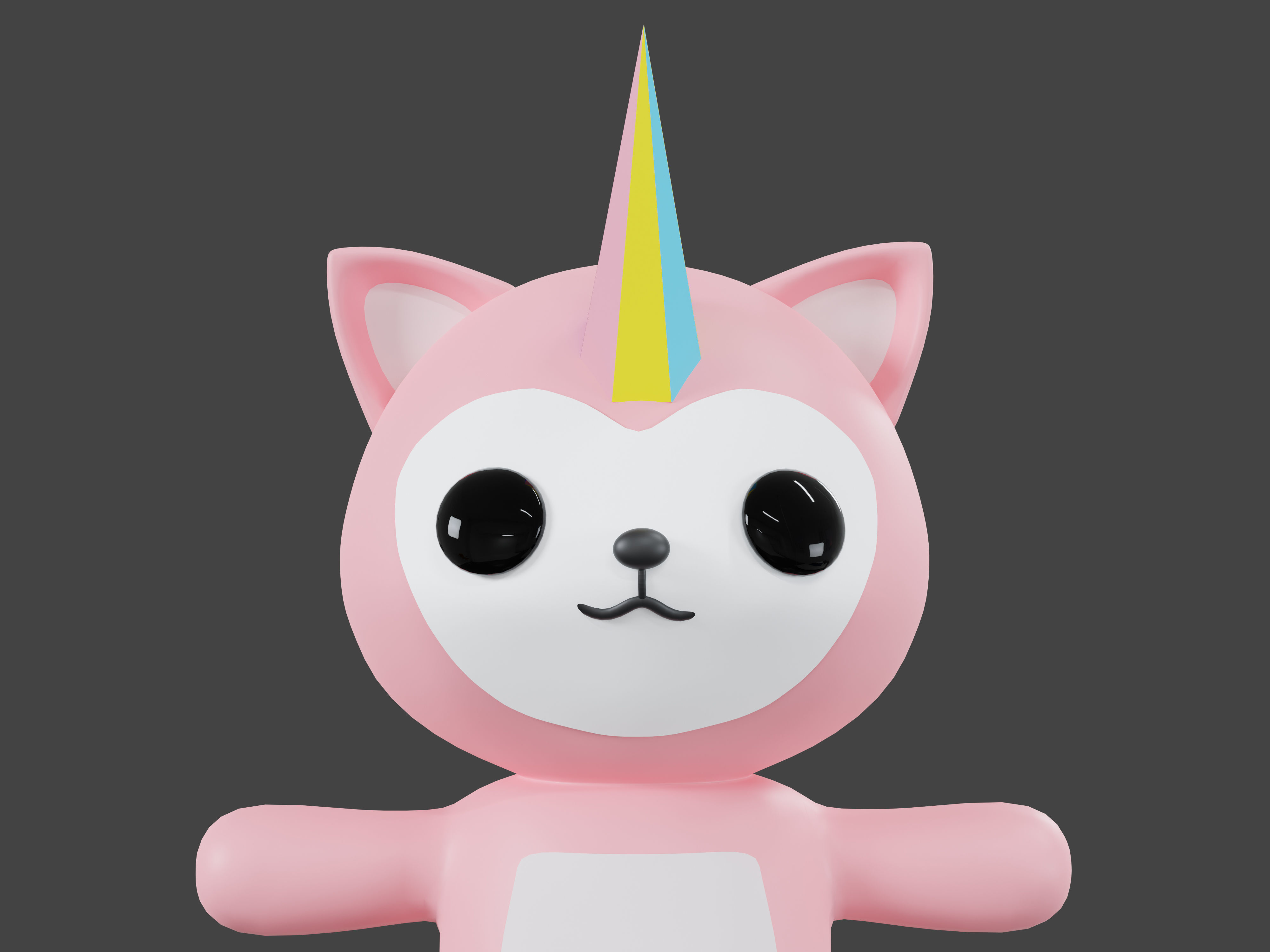 Character Unicorn kawaii cute 3D model_2