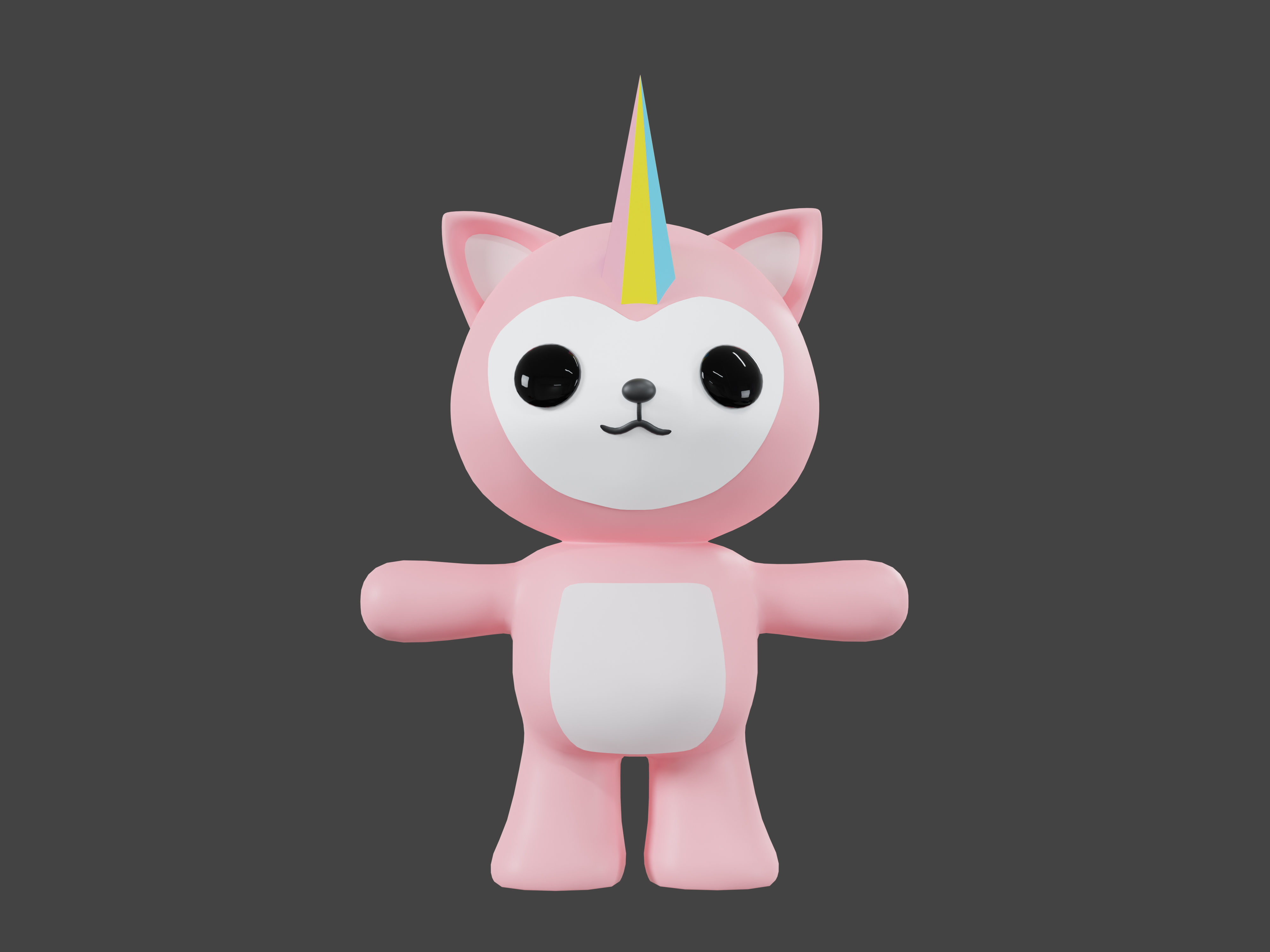 Character Unicorn kawaii cute 3D model_1