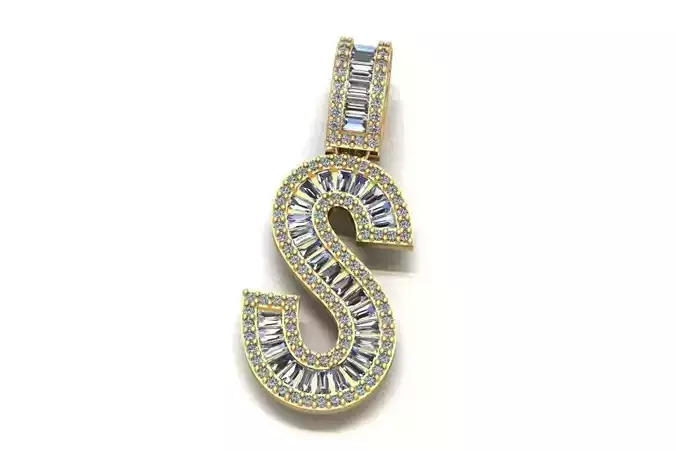 Baguette Diamond Letter Necklace