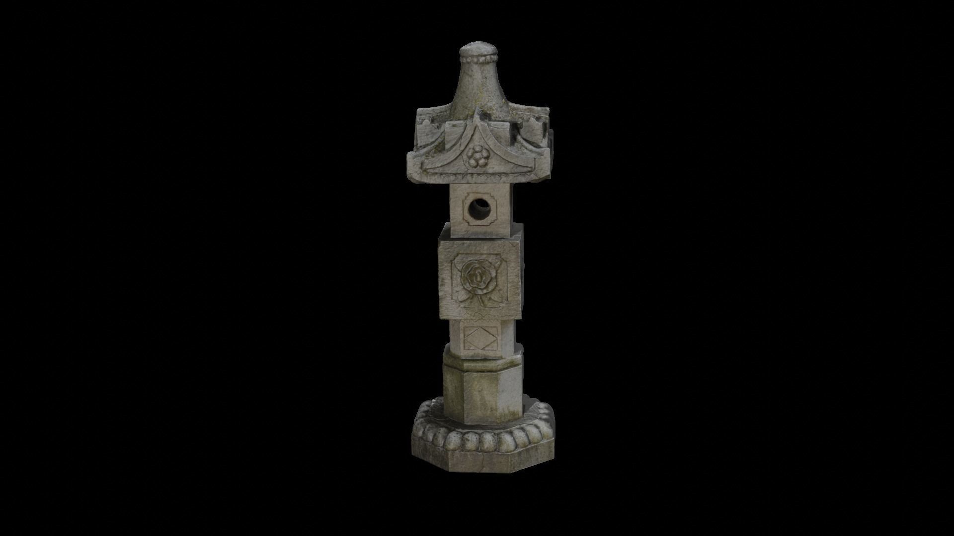 Stone Lantern 3D model_3