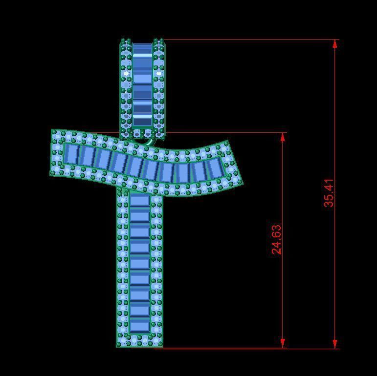 Baguette Diamond Letter Necklace 3D print model_1