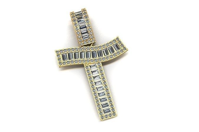 Baguette Diamond Letter Necklace 3D print model