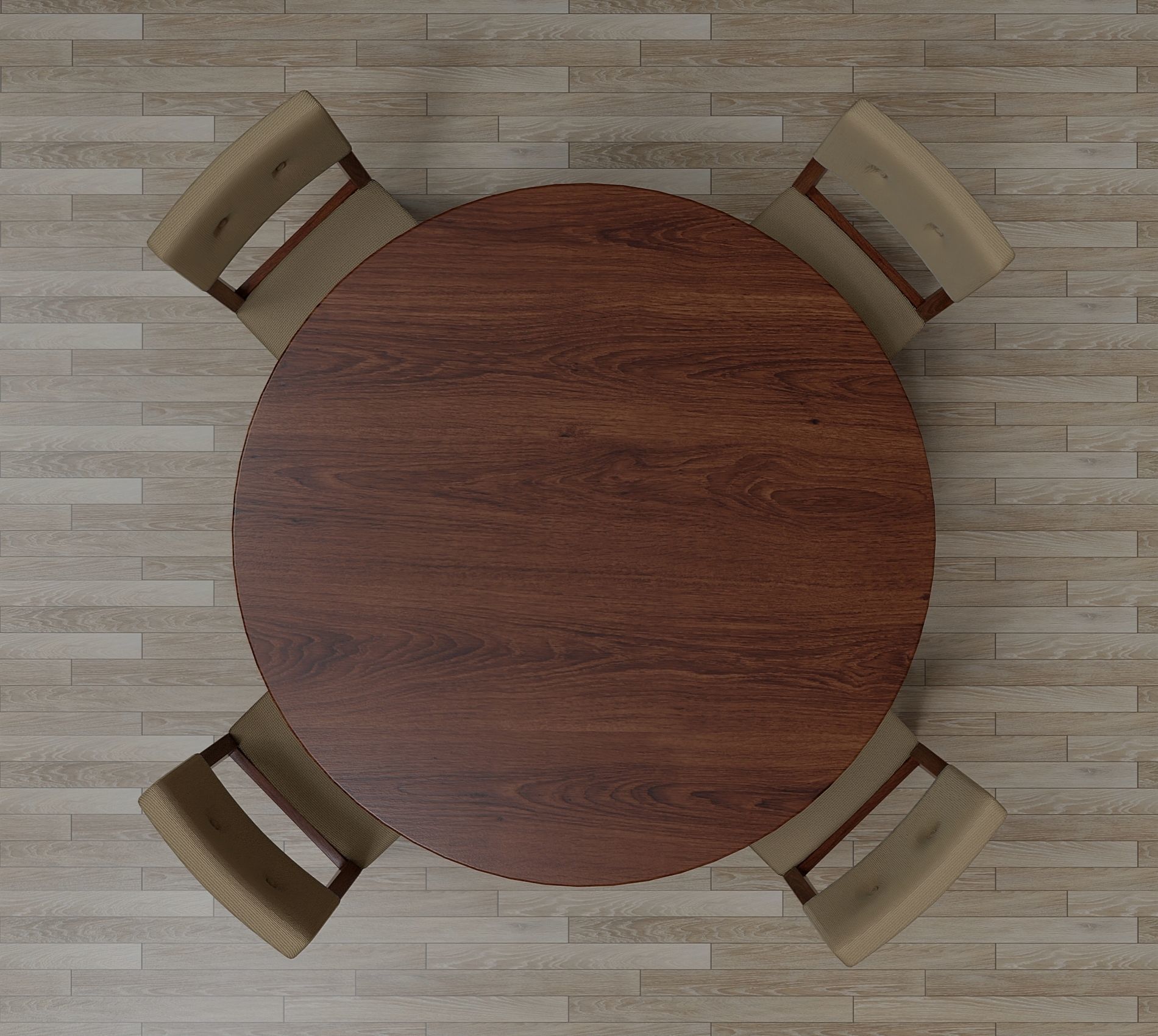 Mid-Century Wood Dining Set Low-poly 3D model_4