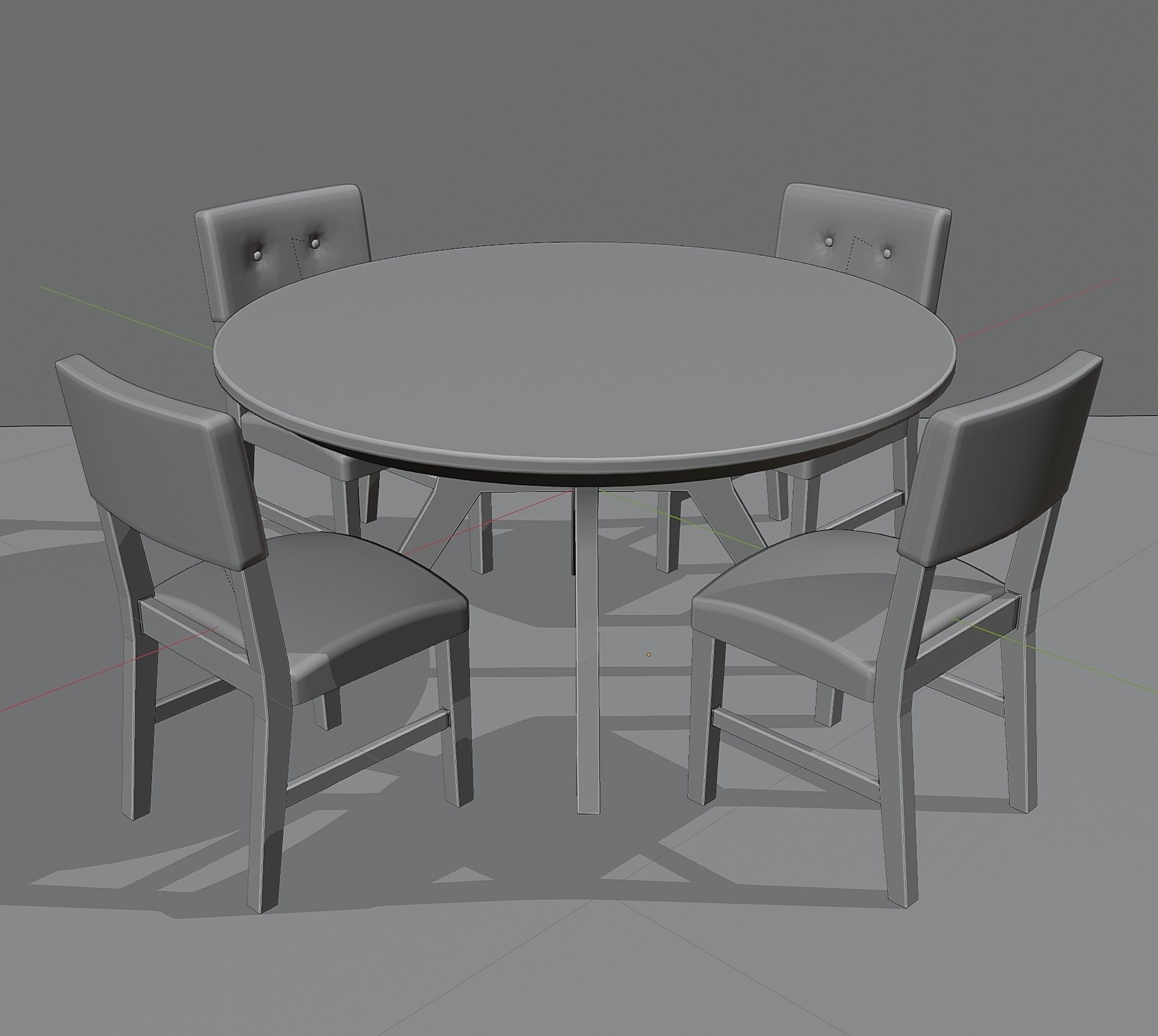 Mid-Century Wood Dining Set Low-poly 3D model_5
