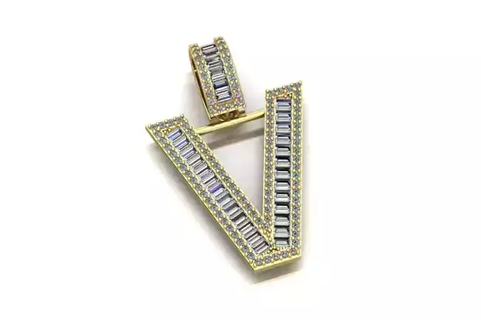 Baguette Diamond Letter Necklace