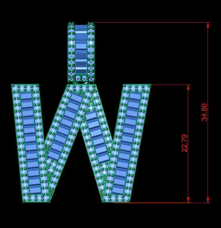 Baguette Diamond Letter Necklace 3D print model_1