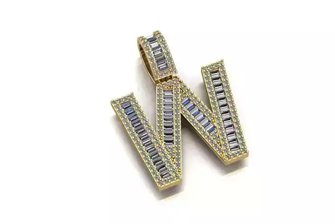 Baguette Diamond Letter Necklace