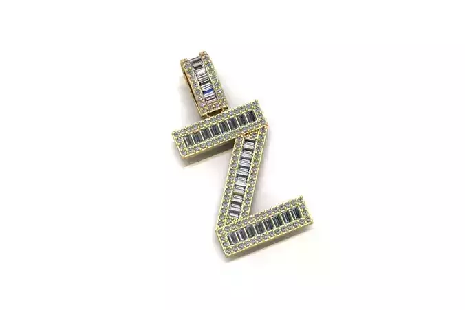 Baguette Diamond Letter Necklace