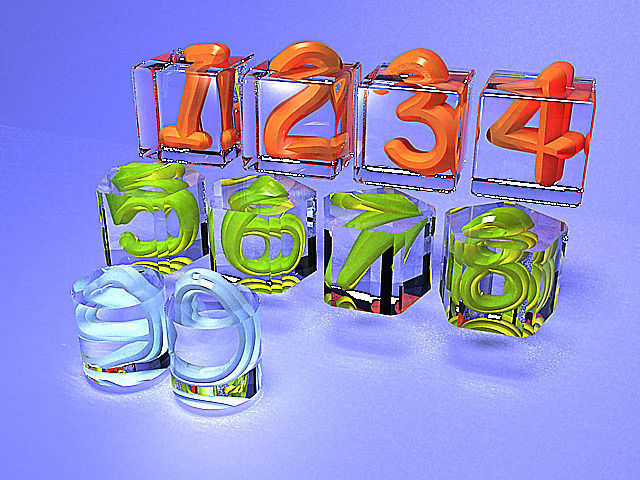 Twisted Numbers in glass Low-poly 3D model