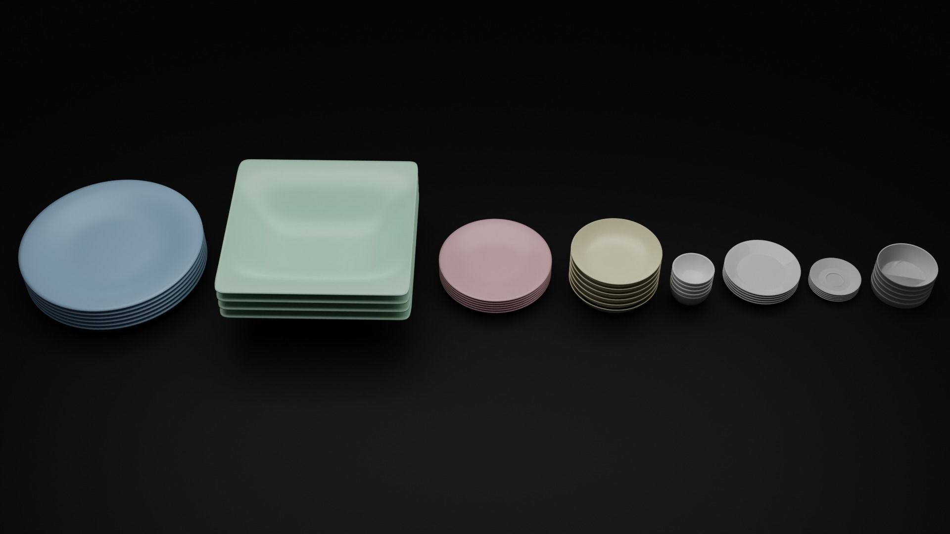 Plates and Bowls Free 3D model_3