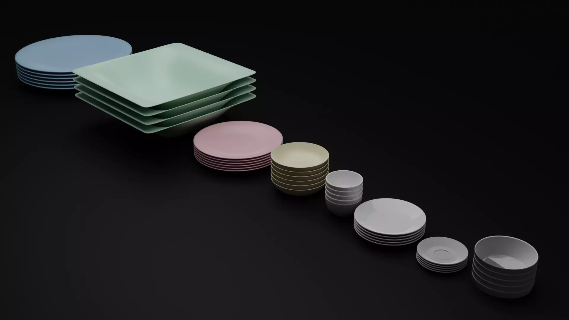 Plates and Bowls Free 3D model_0