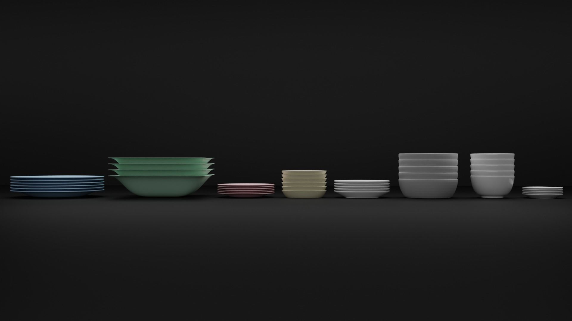 Plates and Bowls Free 3D model_2