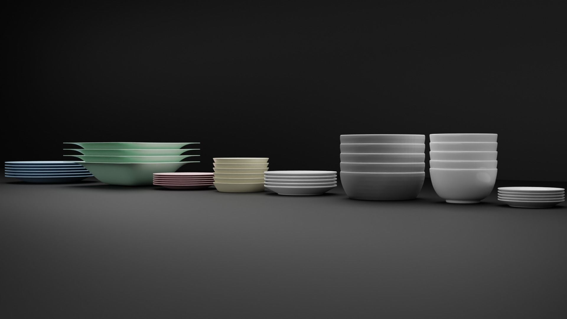 Plates and Bowls Free 3D model_1