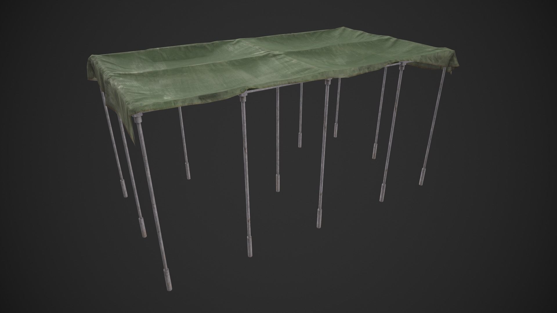 Canopy table with cloth Low-poly 3D model_1