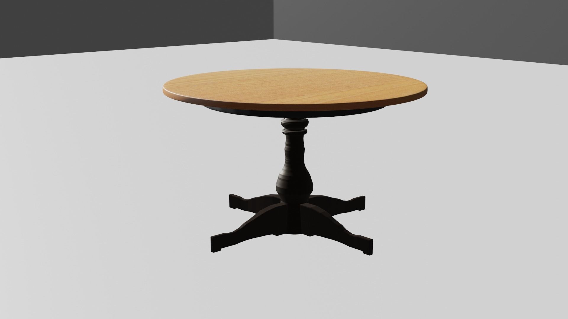 Round Wooden Table Low-poly 3D model_2