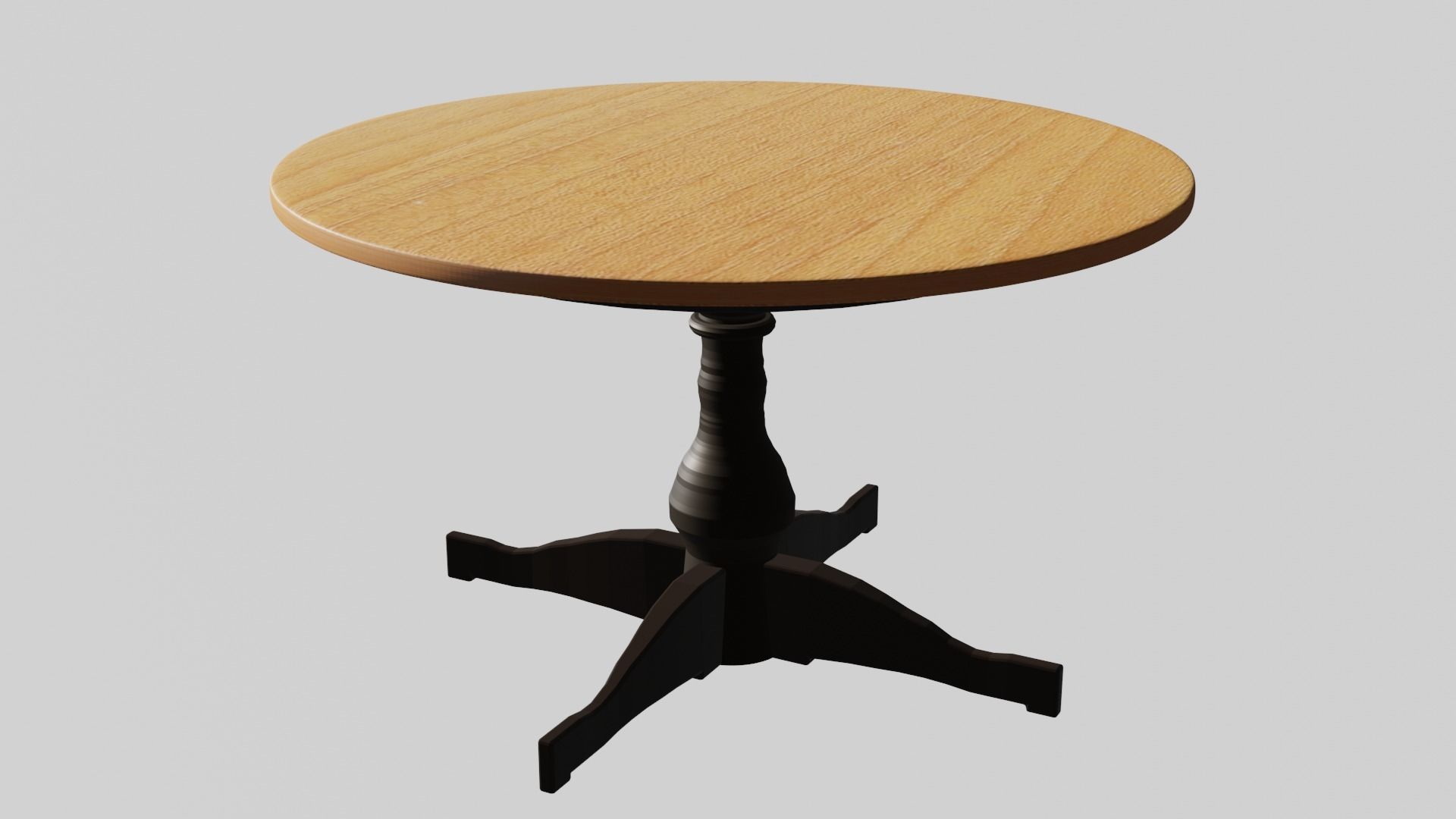 Round Wooden Table Low-poly 3D model_1