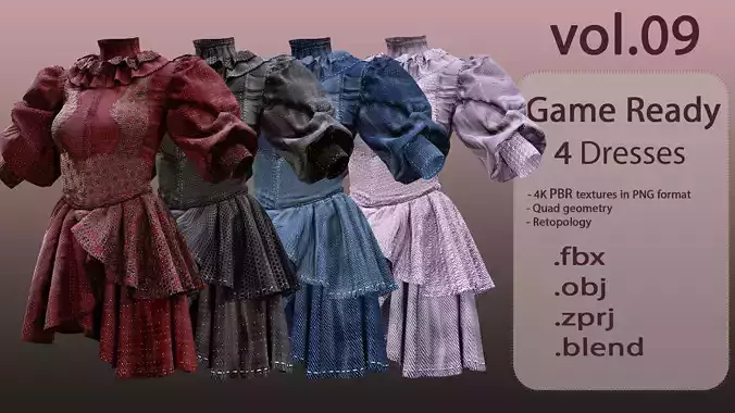 4 Dresses -low poly- vol 09