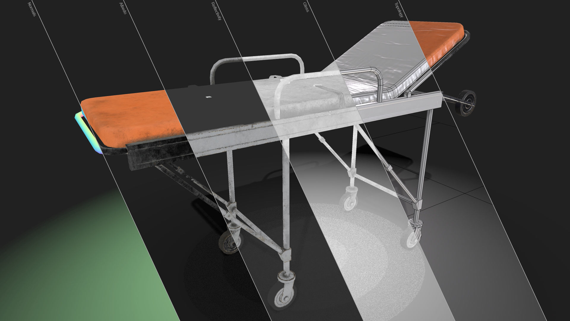 Ambulance Stretcher Low-poly 3D model_14