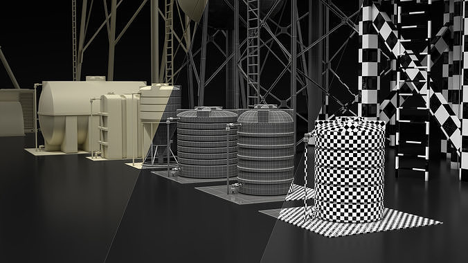 110 Rooftops props Low-poly 3D model 5