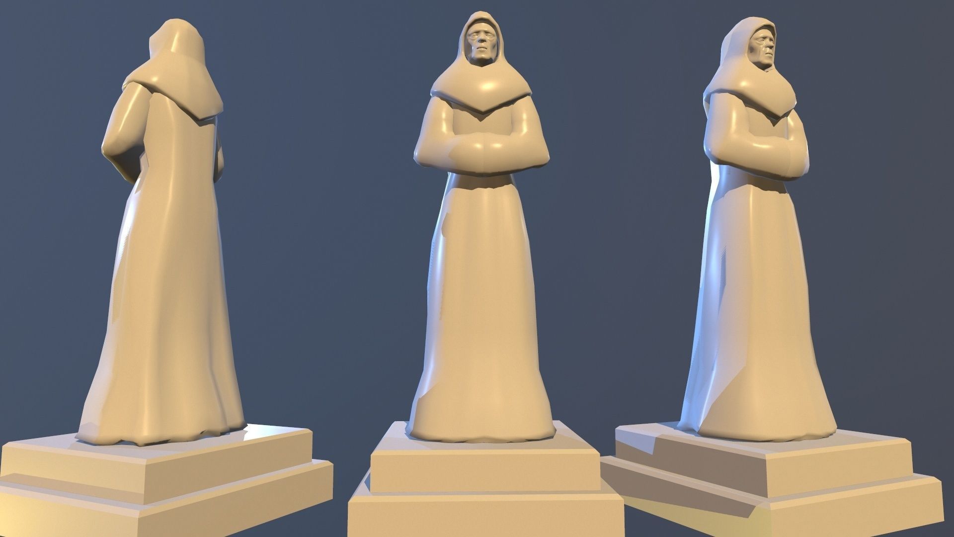 TimeStatue golden statue Low-poly 3D model_12