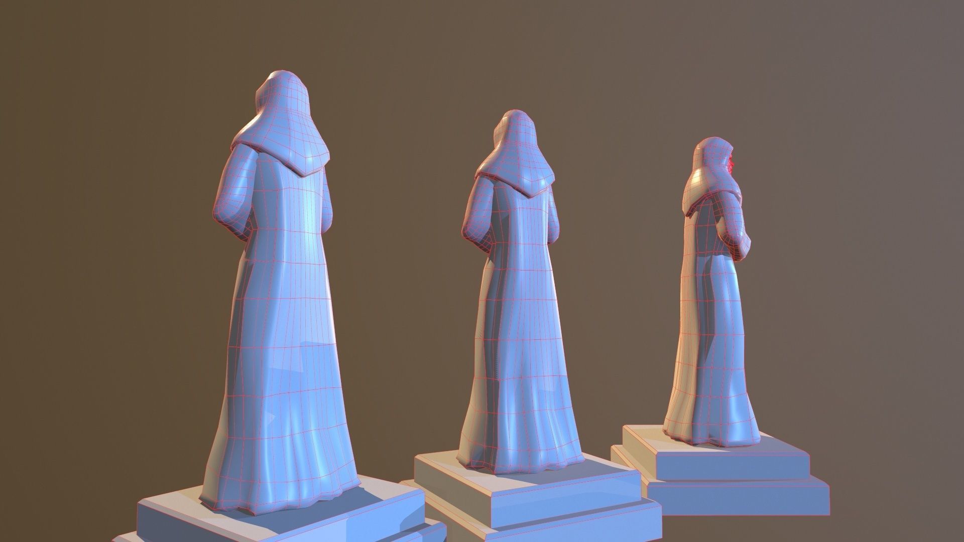 TimeStatue golden statue Low-poly 3D model_15