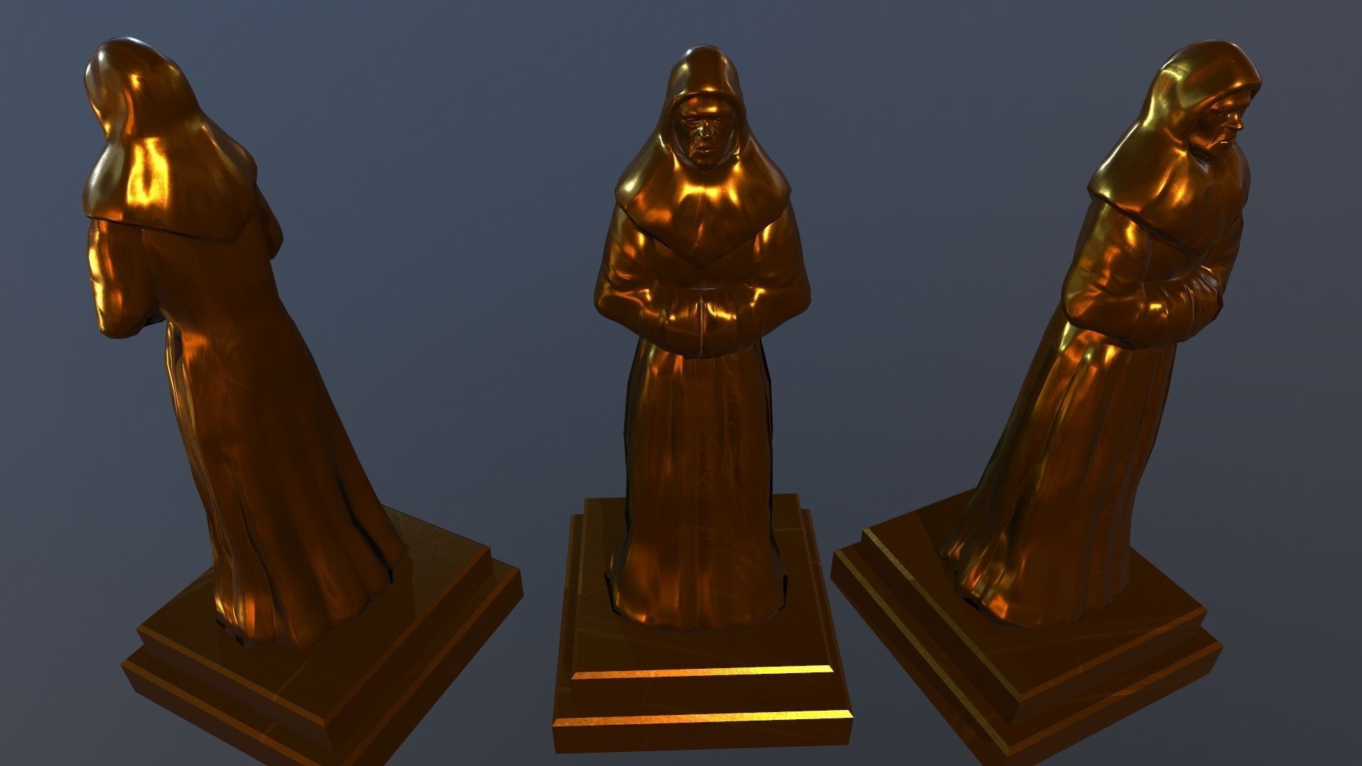 TimeStatue golden statue Low-poly 3D model_10