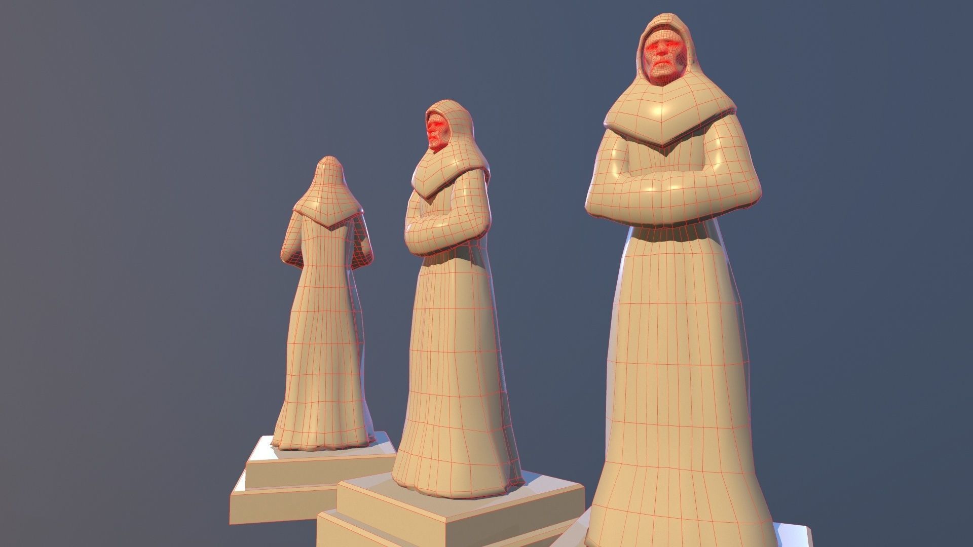 TimeStatue golden statue Low-poly 3D model_14