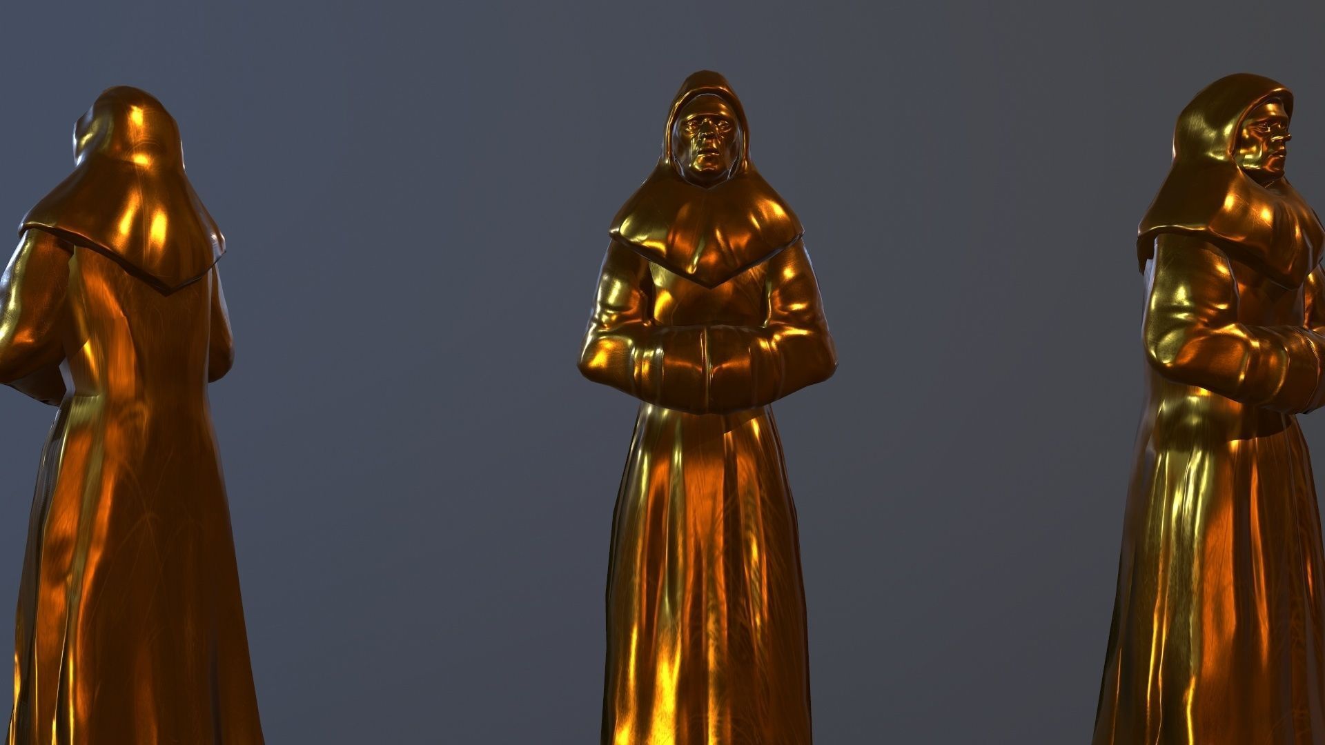 TimeStatue golden statue Low-poly 3D model_6