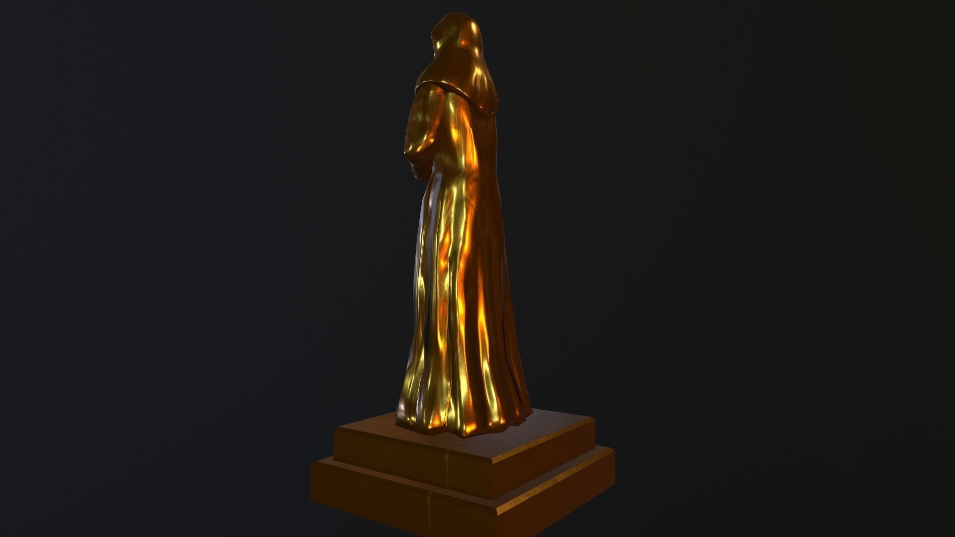 TimeStatue golden statue Low-poly 3D model_2