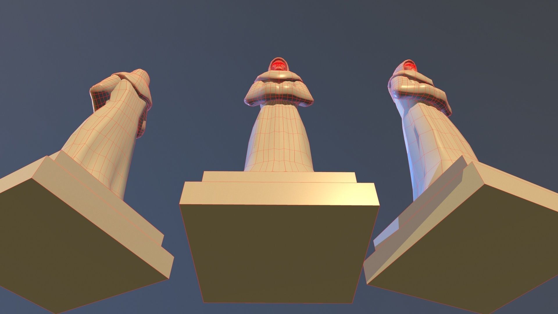 TimeStatue golden statue Low-poly 3D model_16