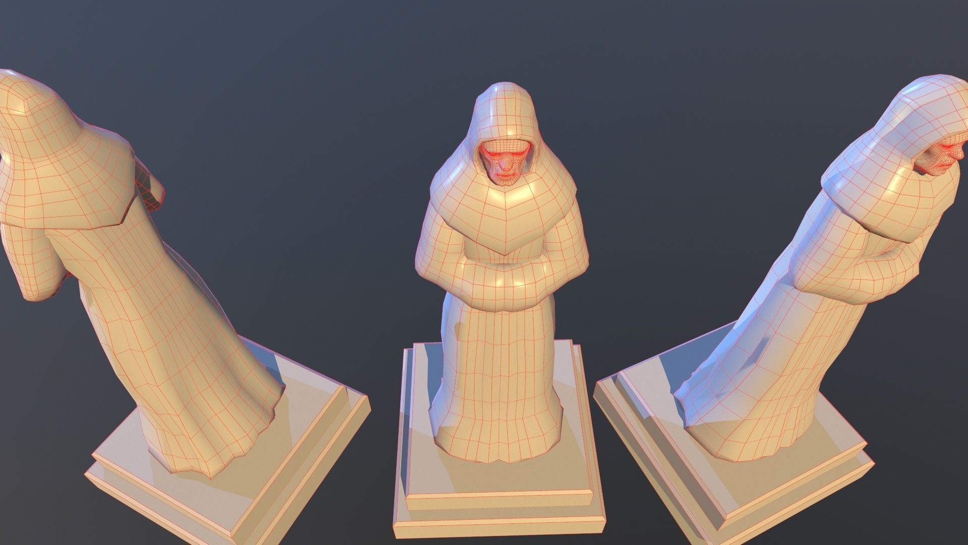 TimeStatue golden statue Low-poly 3D model_18