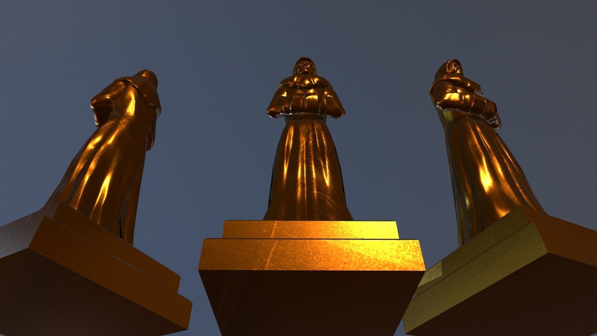 TimeStatue golden statue Low-poly 3D model_11