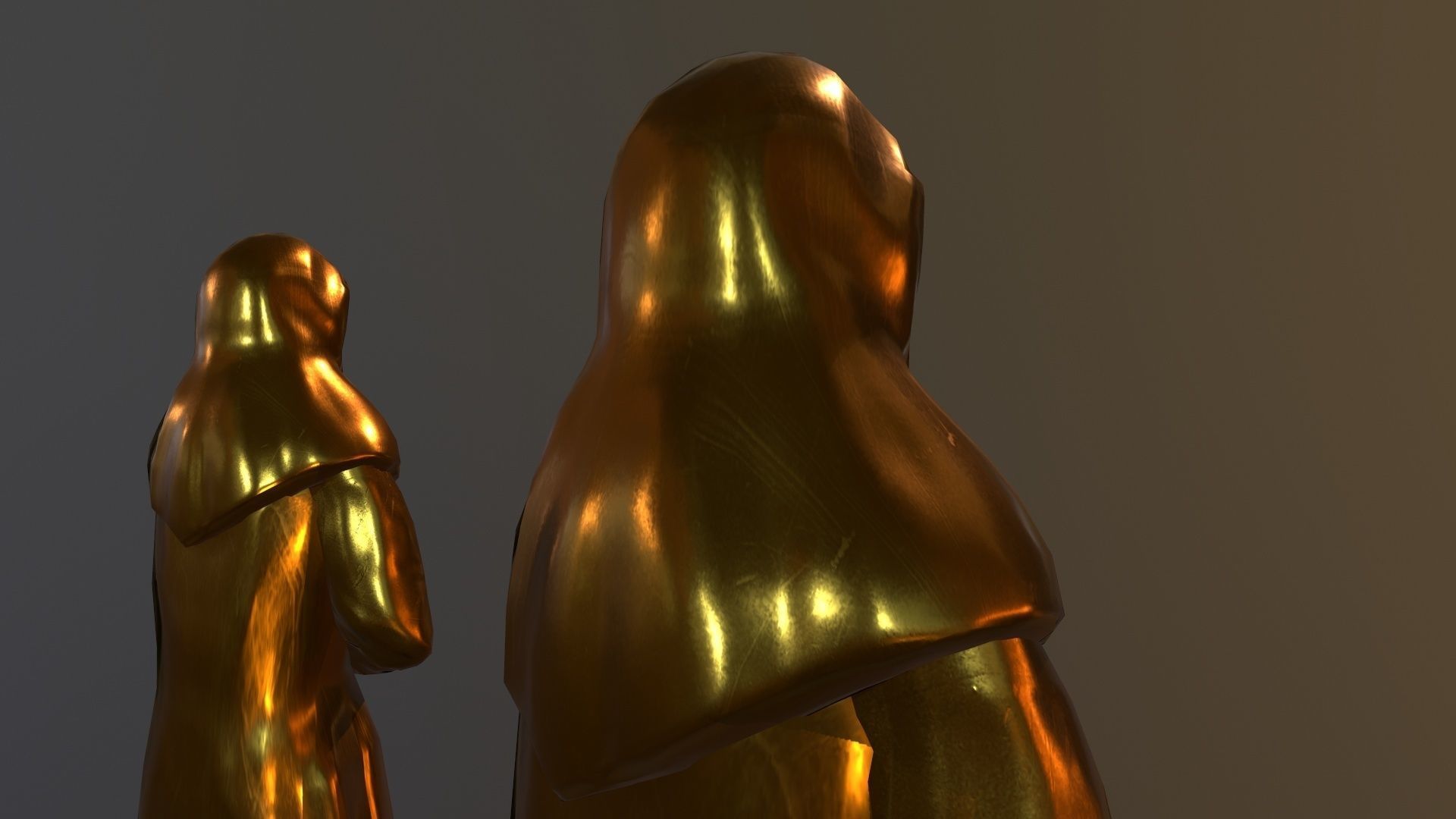TimeStatue golden statue Low-poly 3D model_9