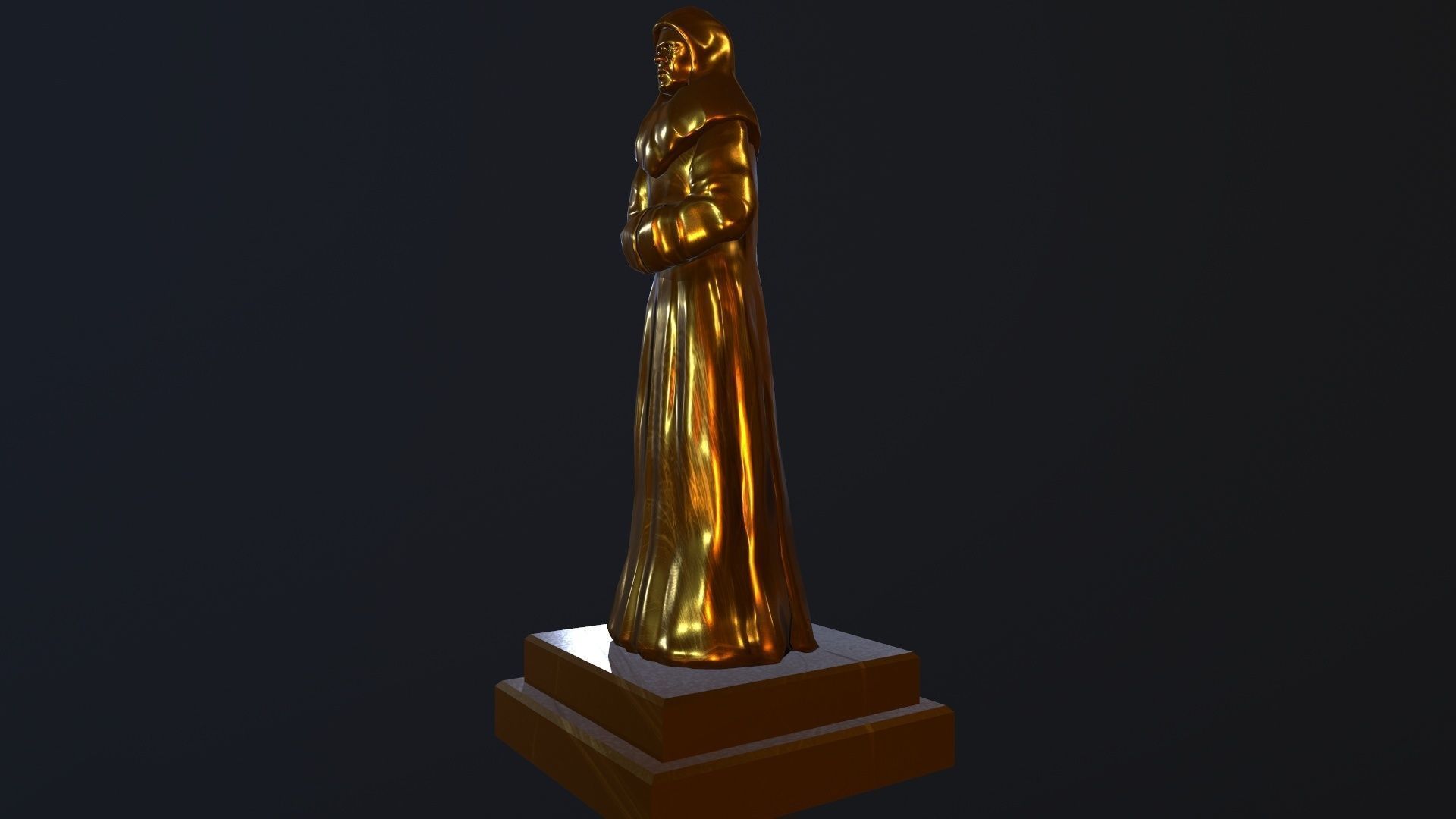 TimeStatue golden statue Low-poly 3D model_1