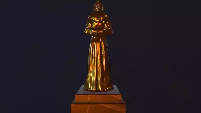 TimeStatue golden statue Low-poly 3D model