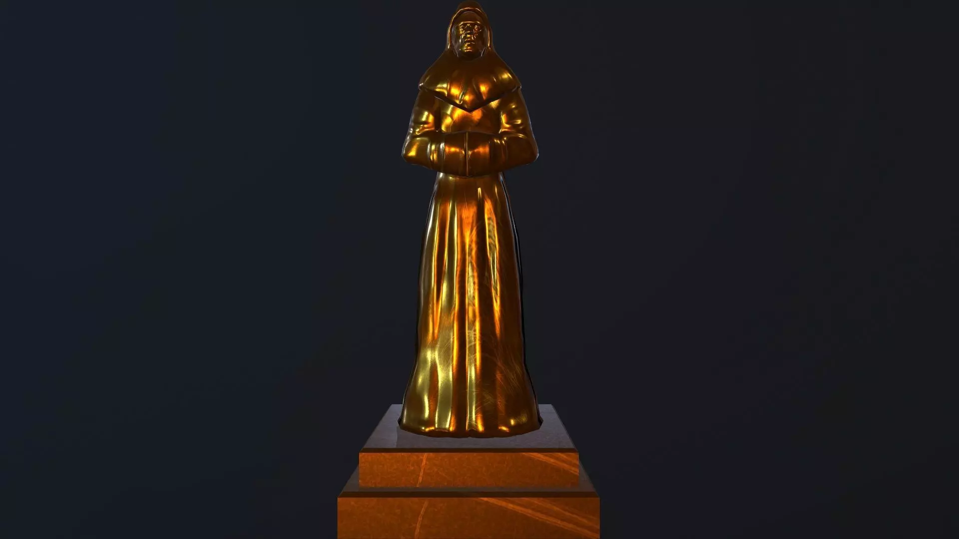 TimeStatue golden statue Low-poly 3D model_0