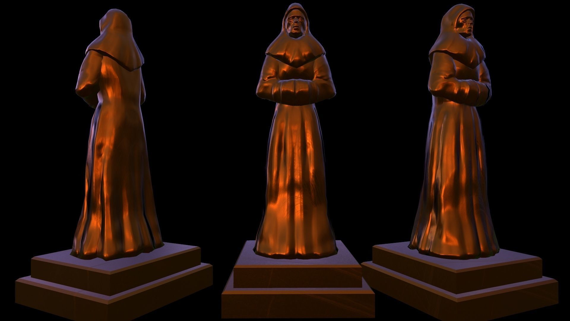 TimeStatue golden statue Low-poly 3D model_5