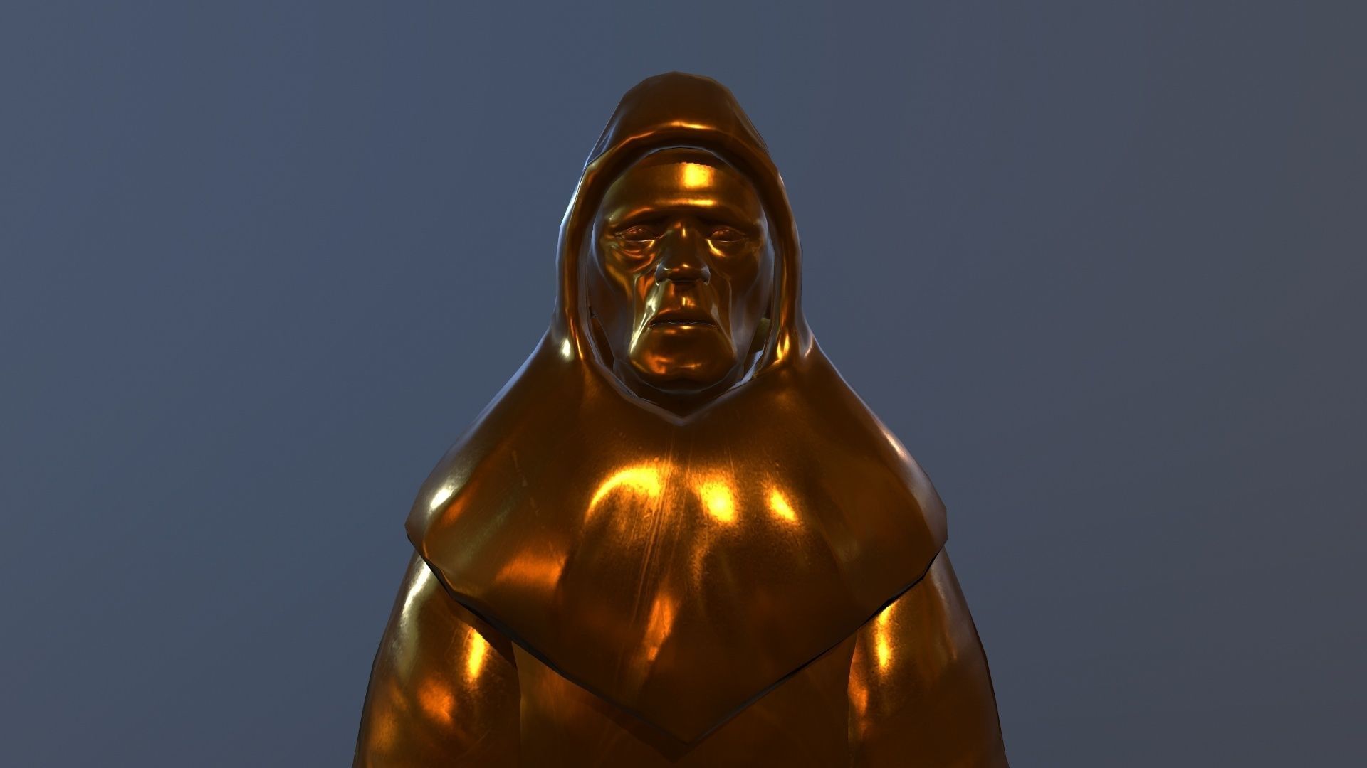 TimeStatue golden statue Low-poly 3D model_7