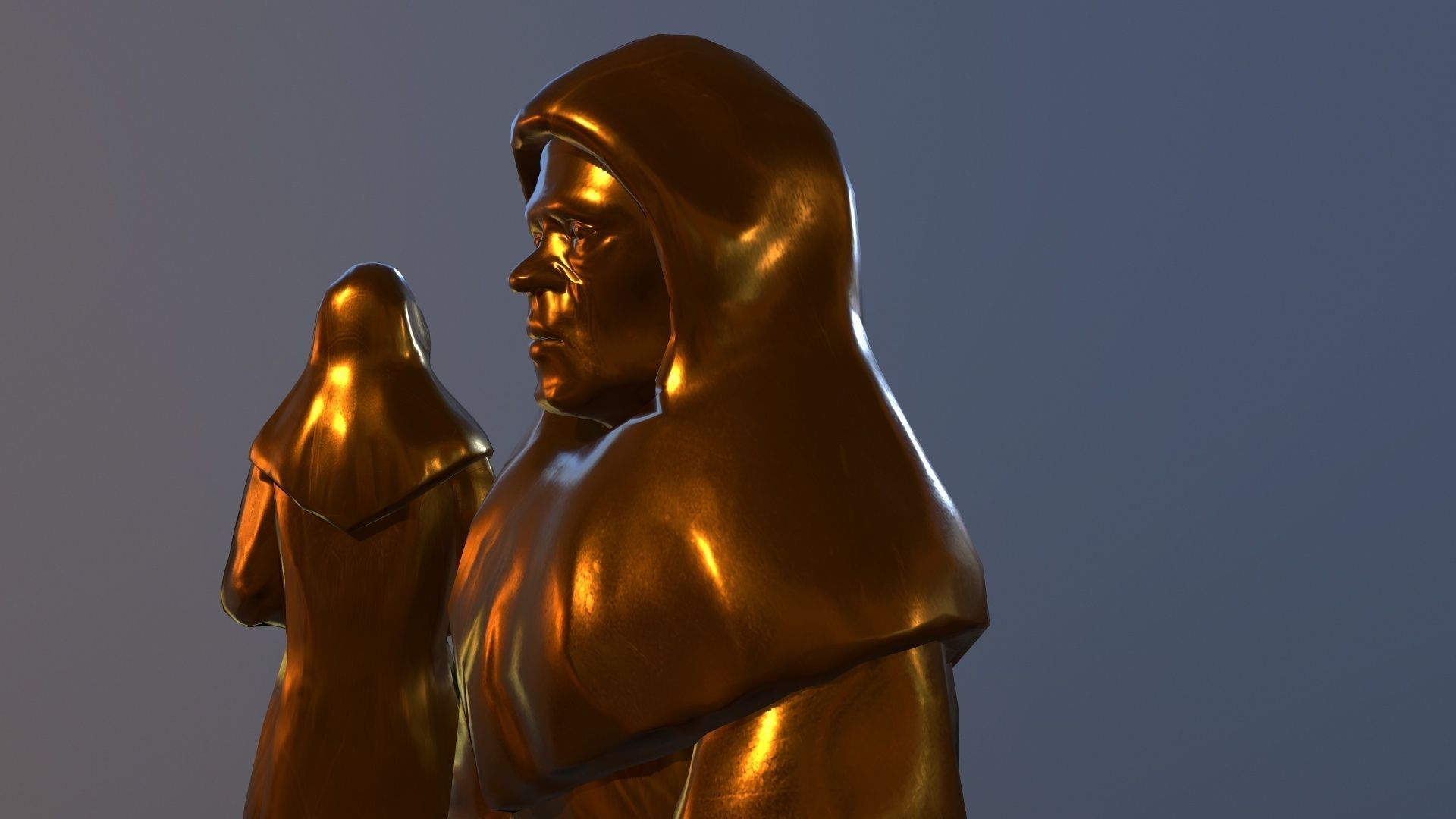 TimeStatue golden statue Low-poly 3D model_8