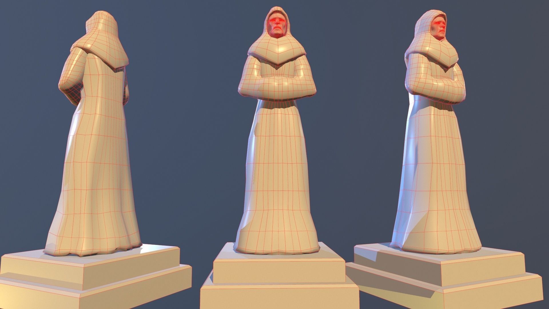 TimeStatue golden statue Low-poly 3D model_13