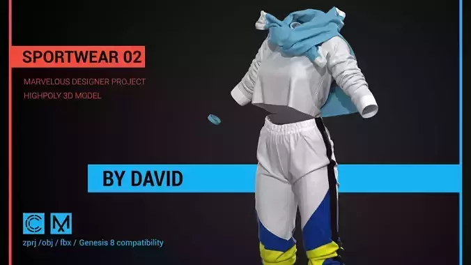 Sportwear 02  Marvelous Designer CLO project 3D model