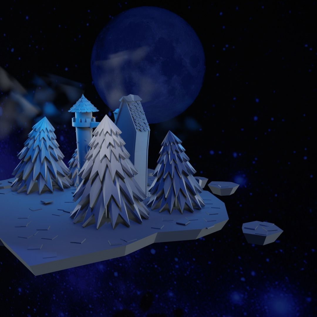 Cartoon Castle Low-poly 3D model_8